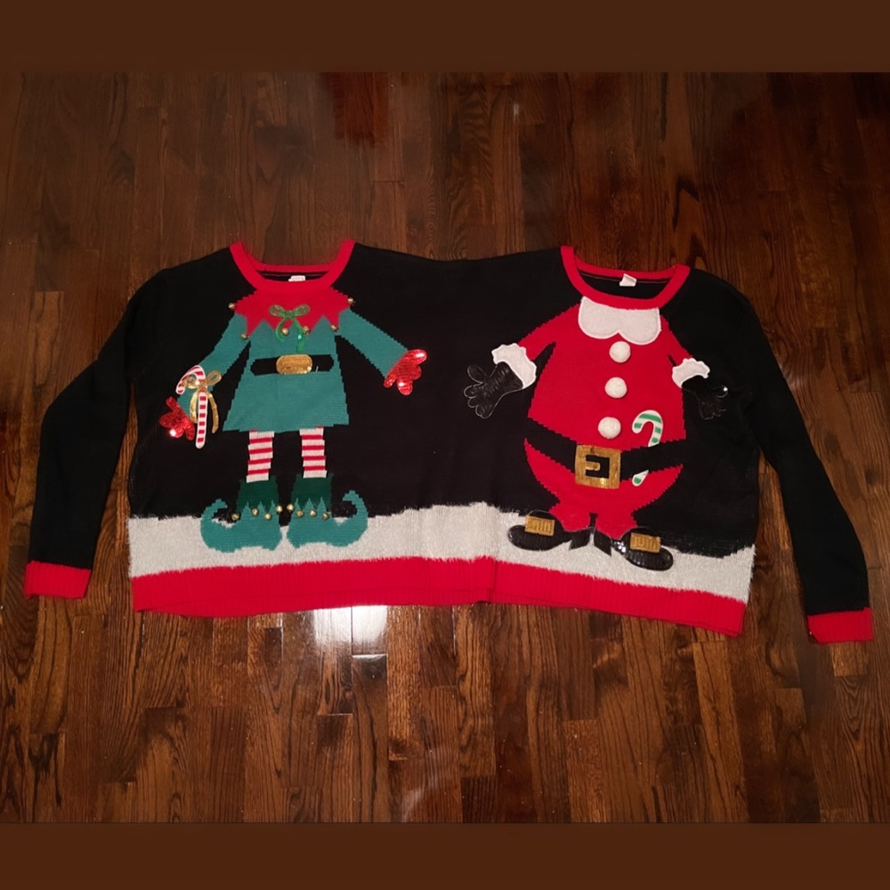 Two person ugly Christmas sweater